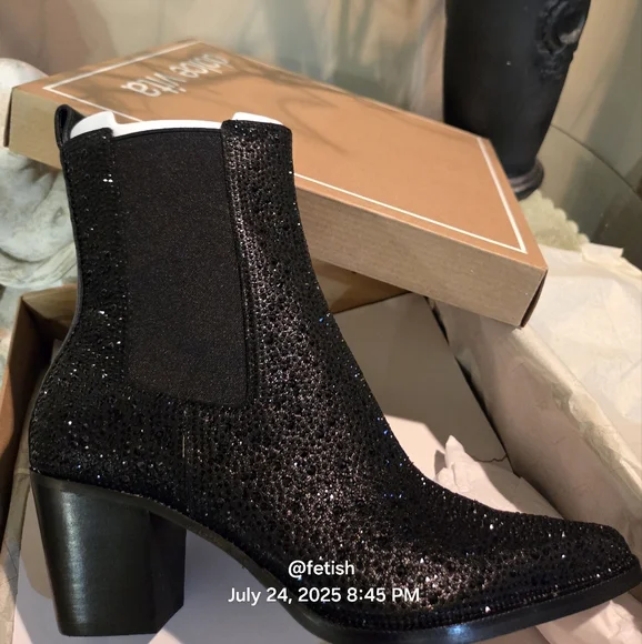 Dolce Vita Shadie Crystal Chelsea Boot In Black Metallic Crystal Designer #72 - Picture 13 of 13
